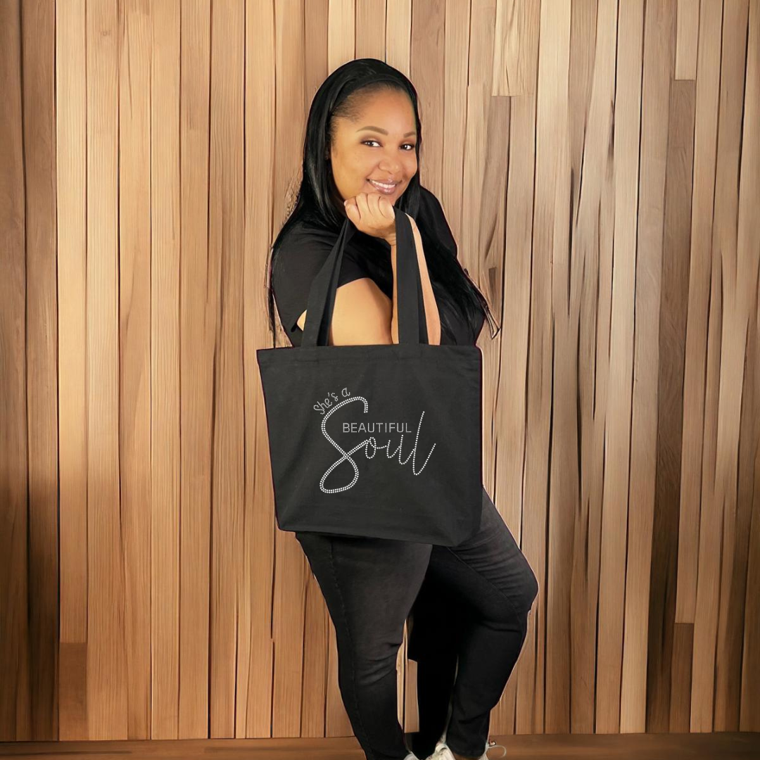 She’s A Beautiful Soul Rhinestone Tote Bag