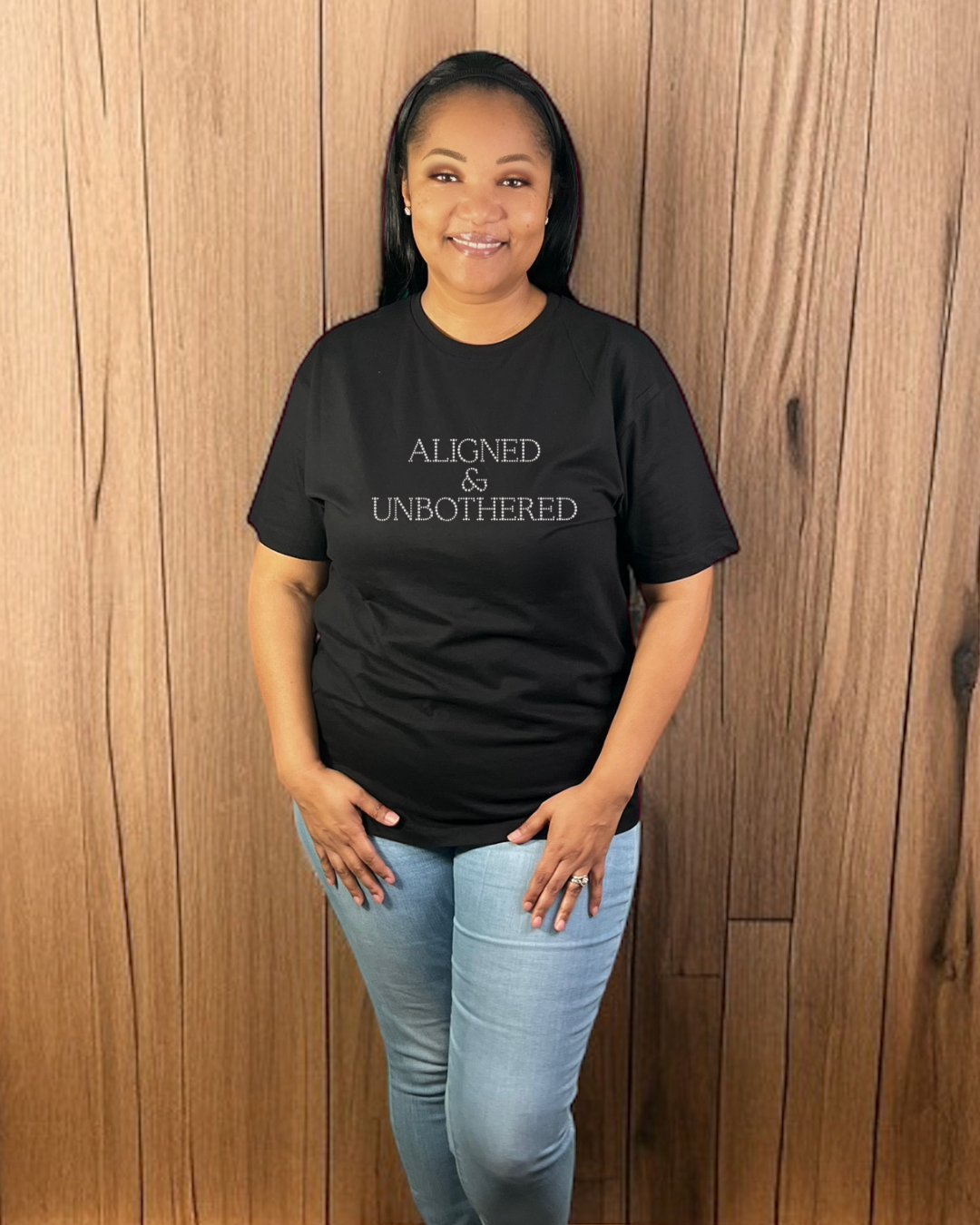 Aligned & Unbothered Rhinestone T-Shirt