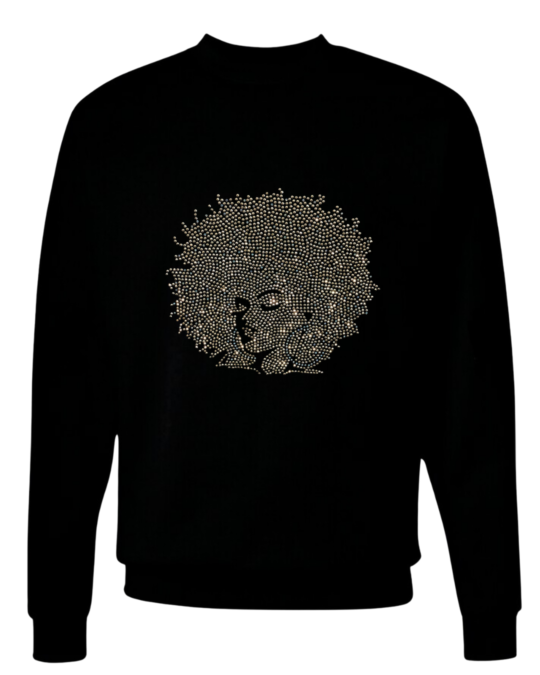 Gold Afro Queen Rhinestone Sweatshirt