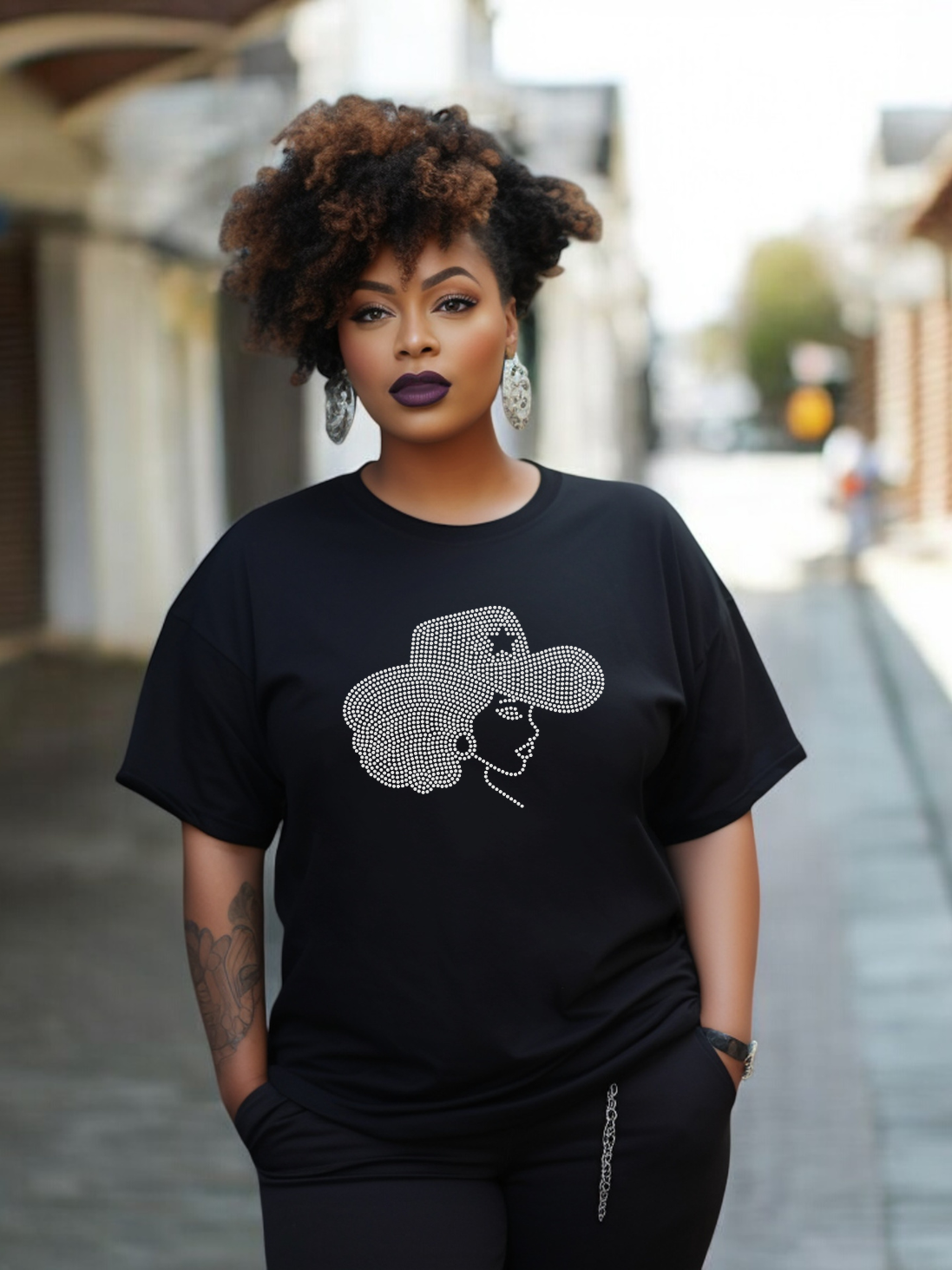 Afro Cowgirl Rhinestone T-Shirts