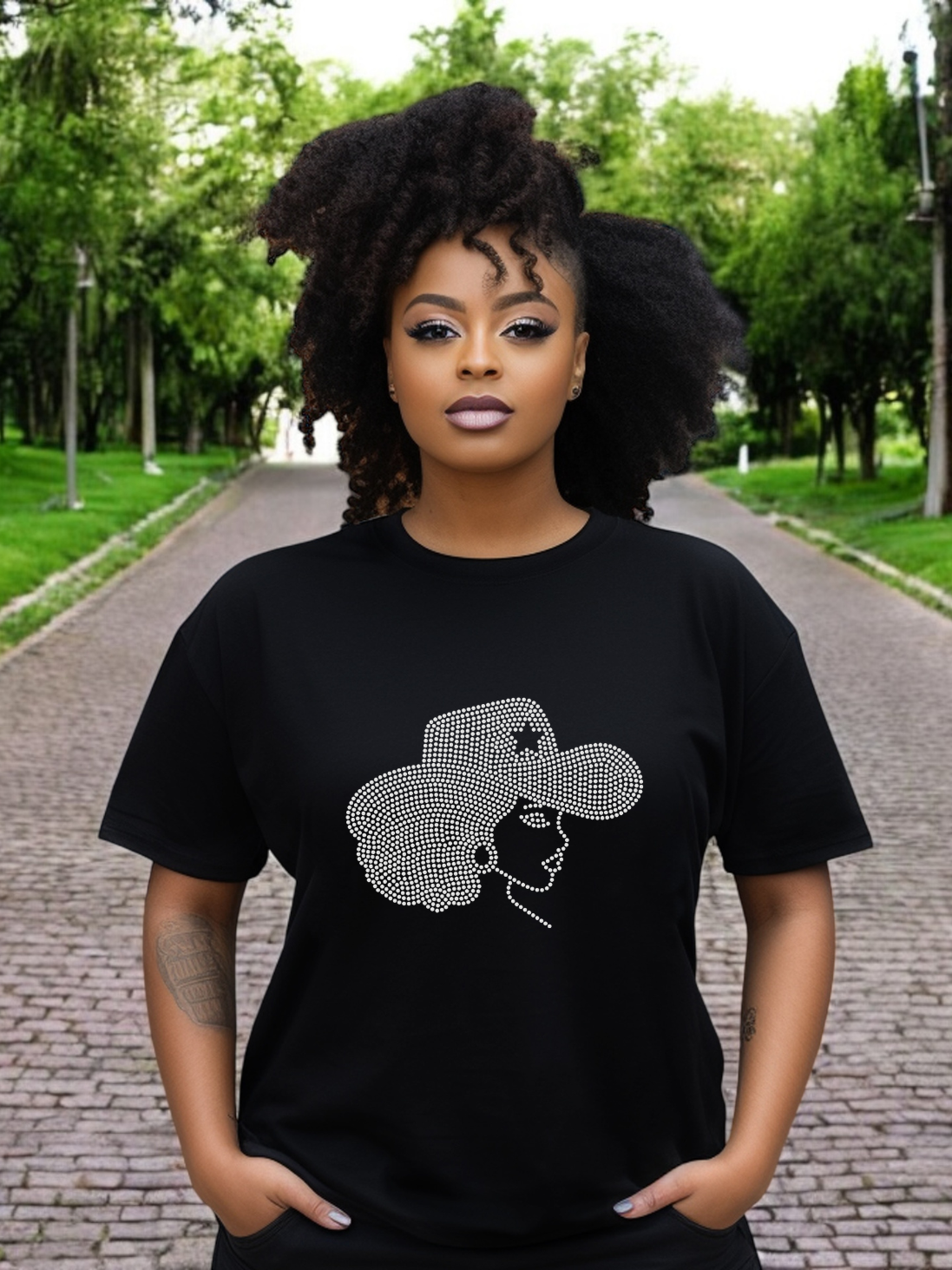 Afro Cowgirl Rhinestone T-Shirts