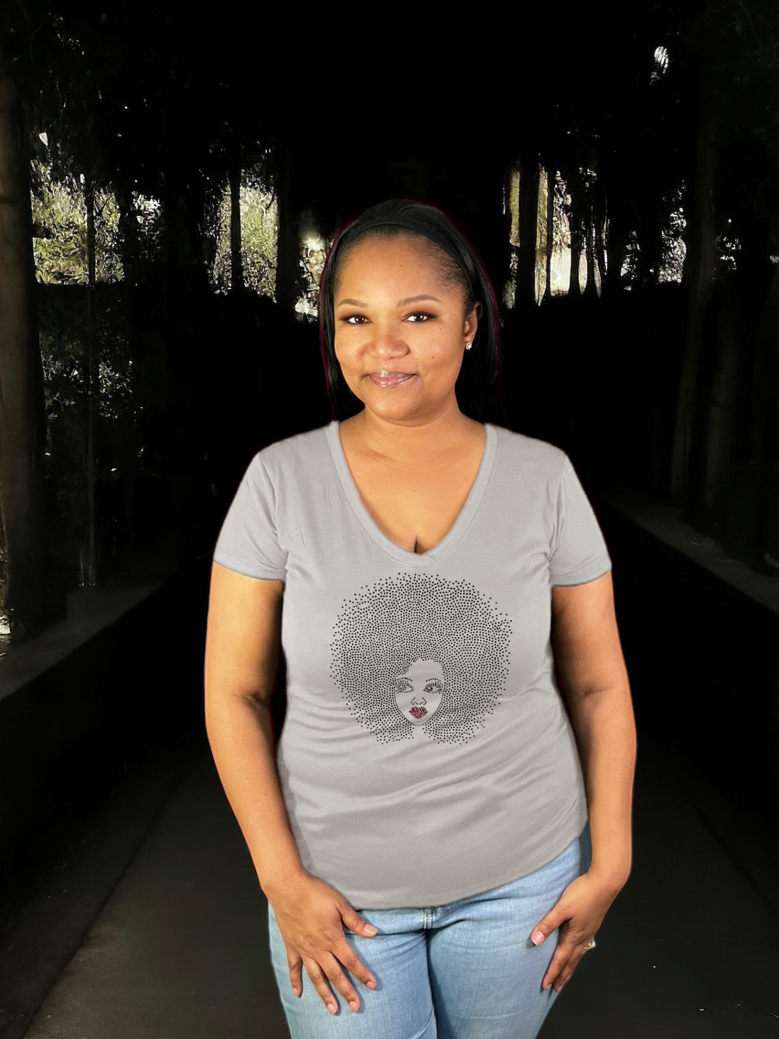 Afro Queen Rhinestone T-Shirt