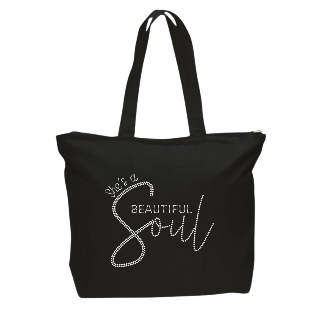 She’s A Beautiful Soul Rhinestone Tote Bag