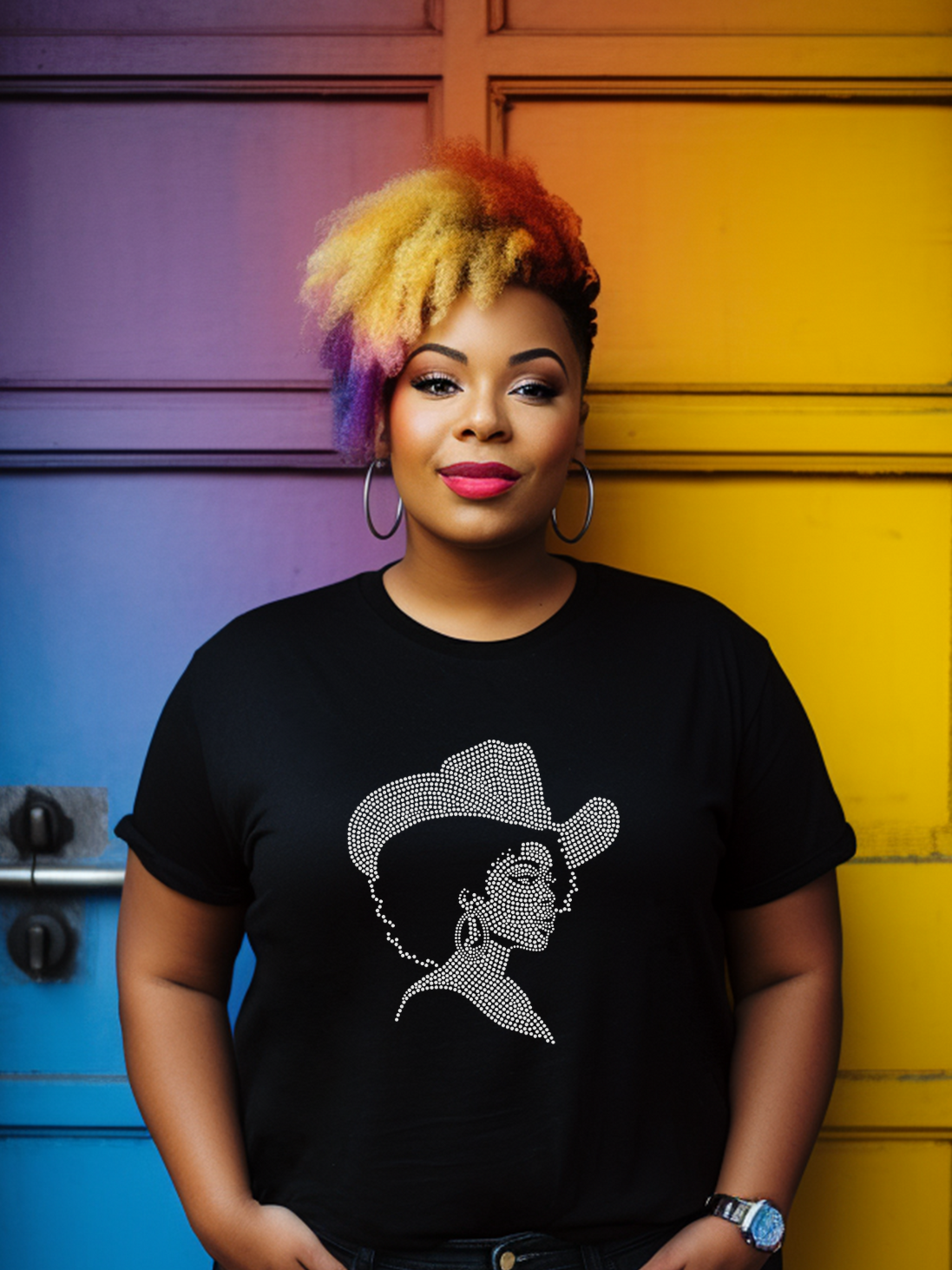 Afro Cowgirl Rhinestone T-Shirts