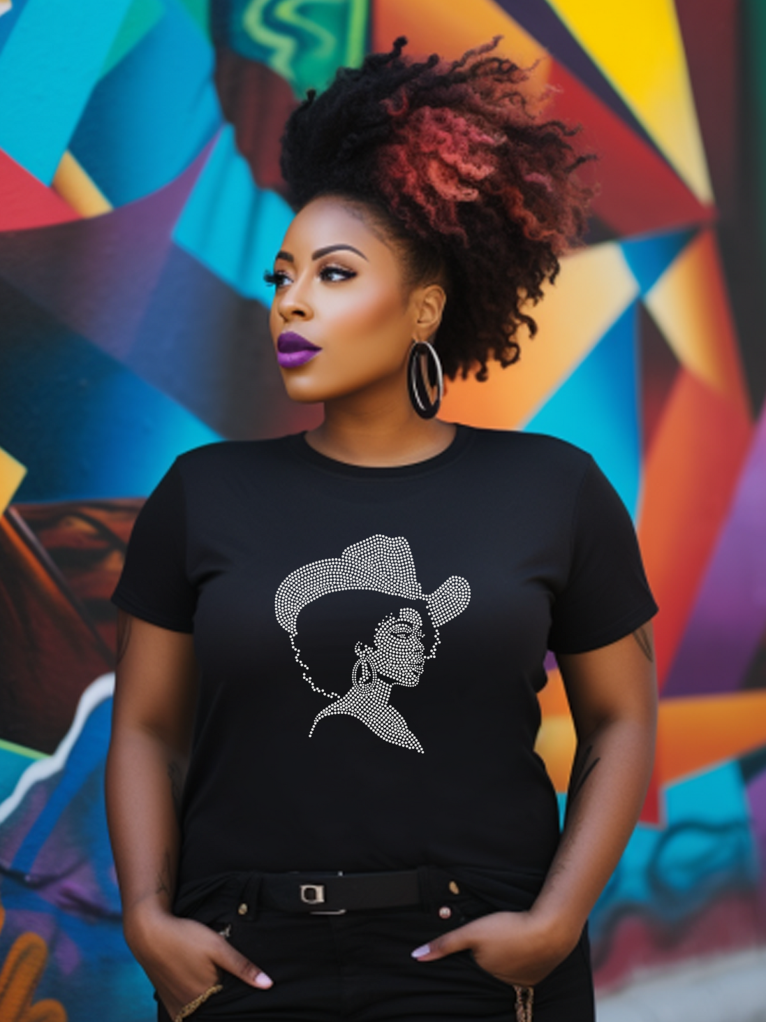 Afro Cowgirl Rhinestone T-Shirts
