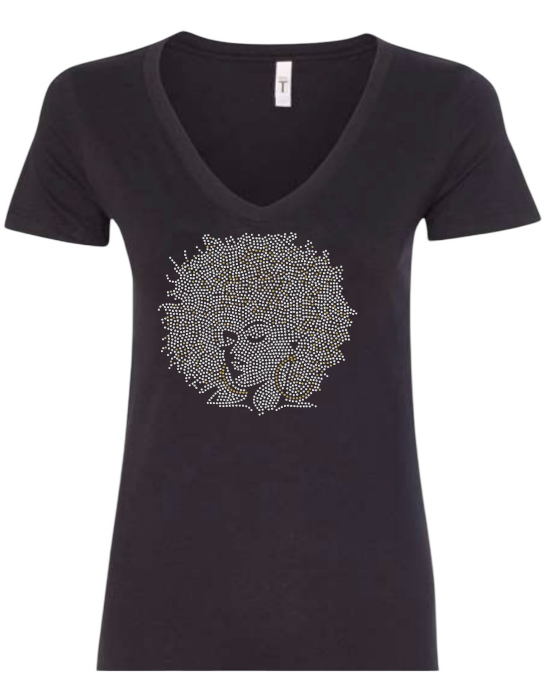 Silver Afro Queen Rhinestone T-Shirt and Sweatshirt