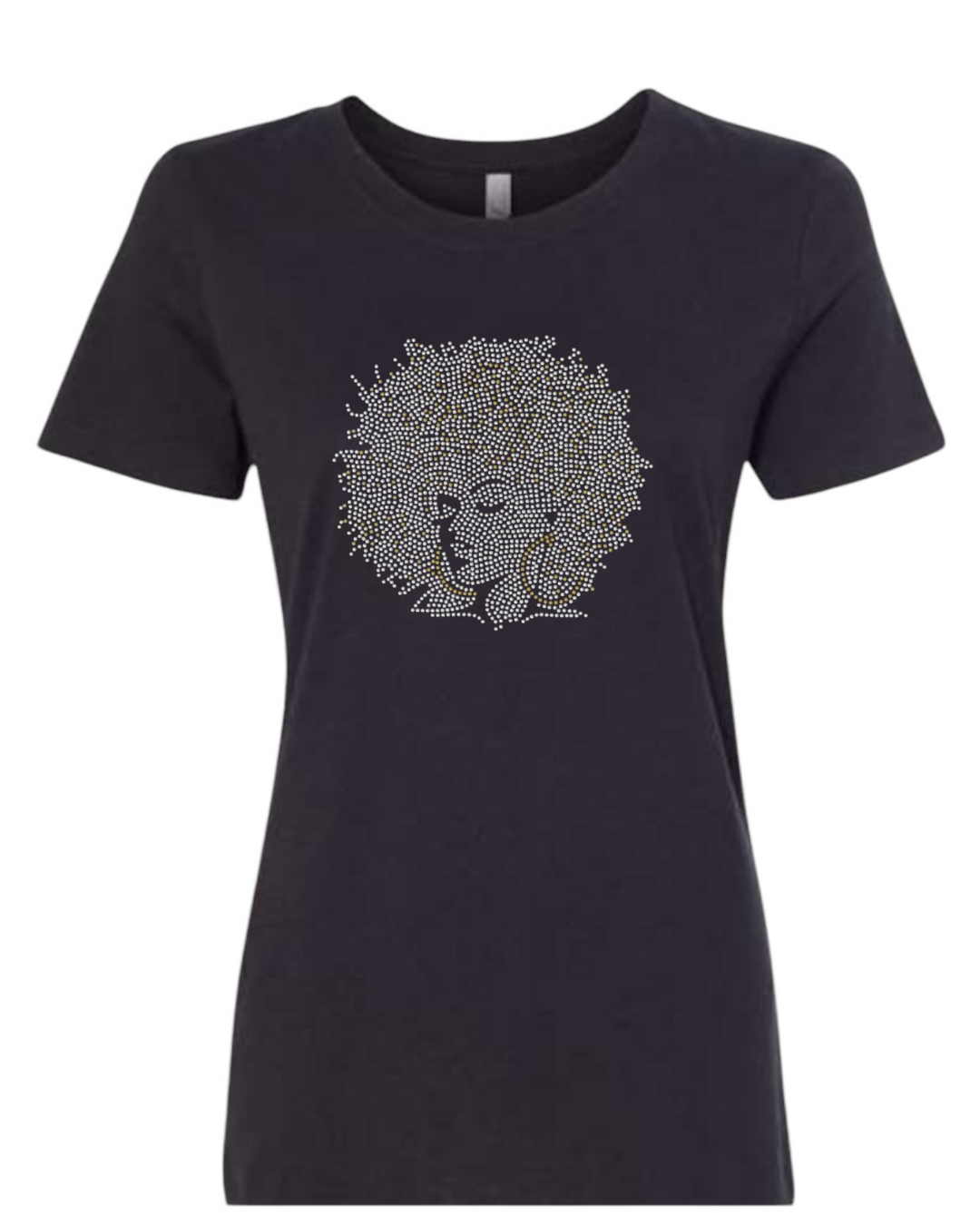Silver Afro Queen Rhinestone T-Shirt and Sweatshirt
