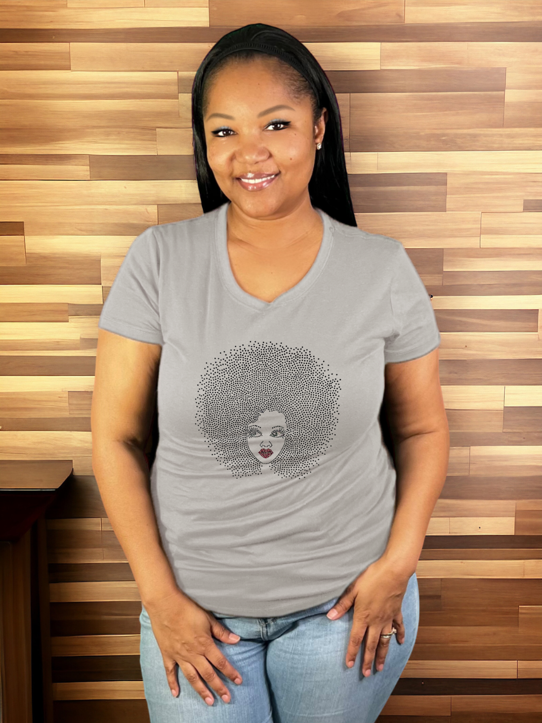 Afro Queen Rhinestone T-Shirt
