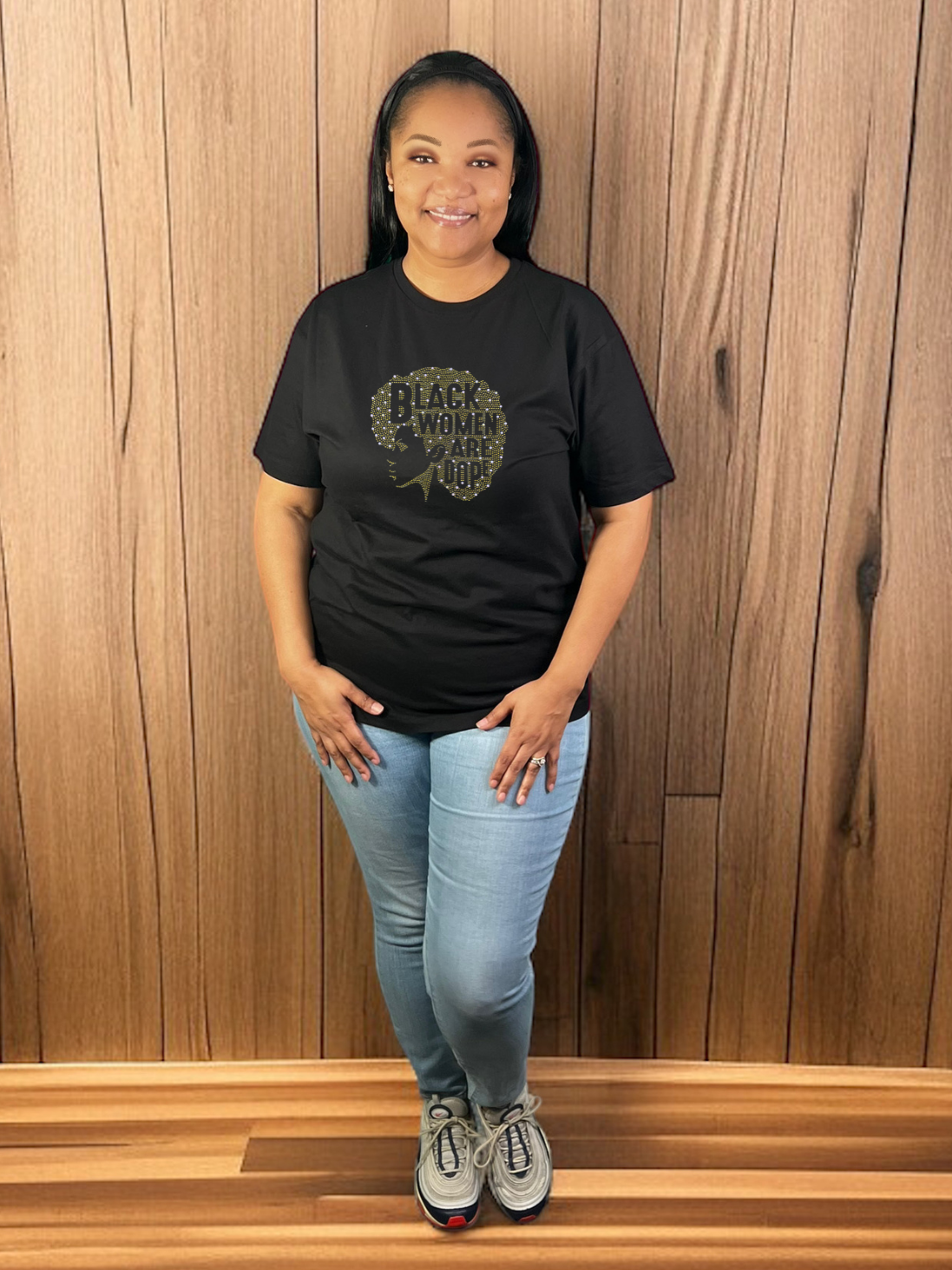 Black Women Are Dope Gold Rhinestone T-Shirt