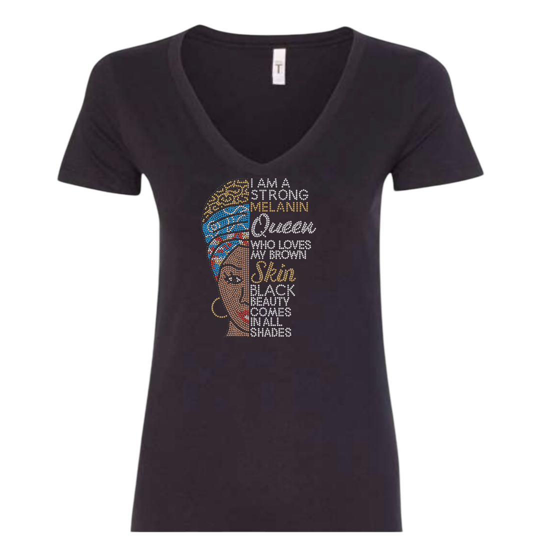 I Am Queen Brown Tone Rhinestone T-Shirt and Sweatshirt