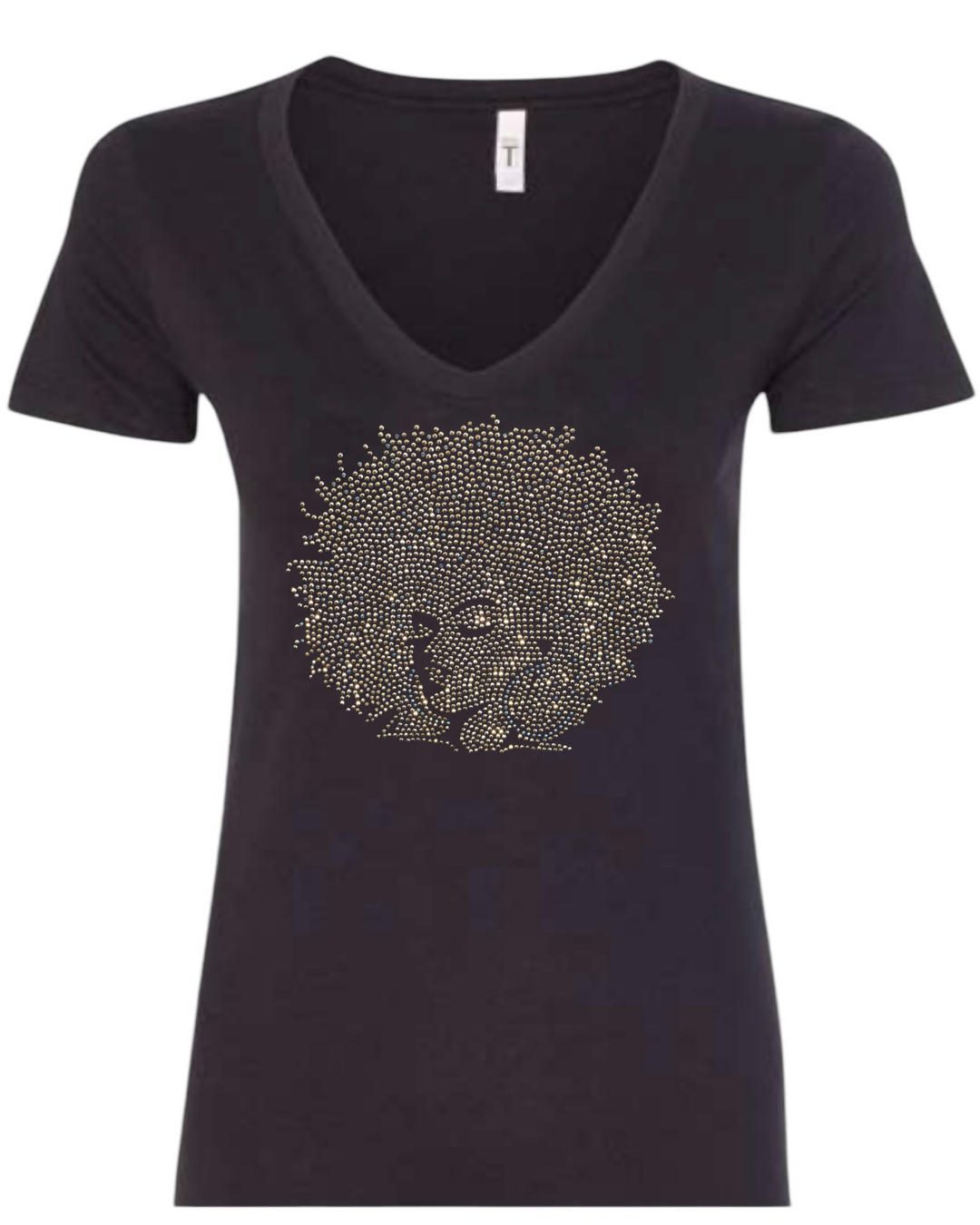 Gold Afro Queen Rhinestone T-Shirt and Sweatshirt