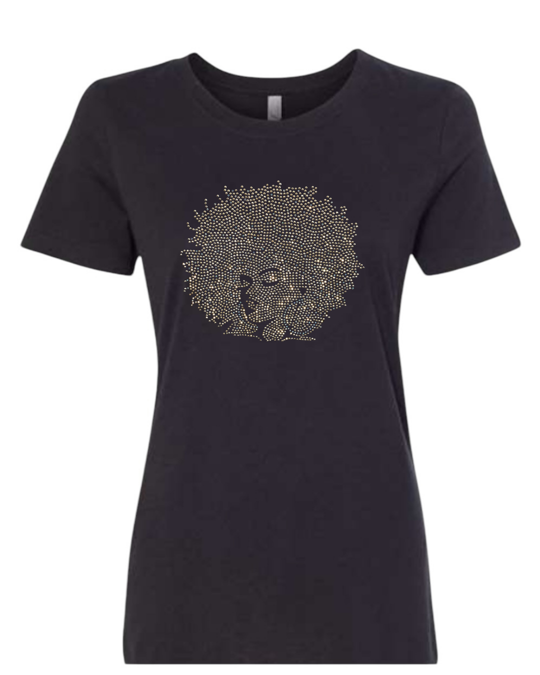 Gold Afro Queen Rhinestone T-Shirt and Sweatshirt