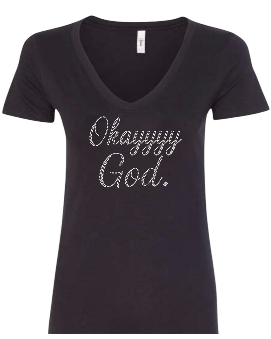 Silver Okay God Rhinestone T-Shirt