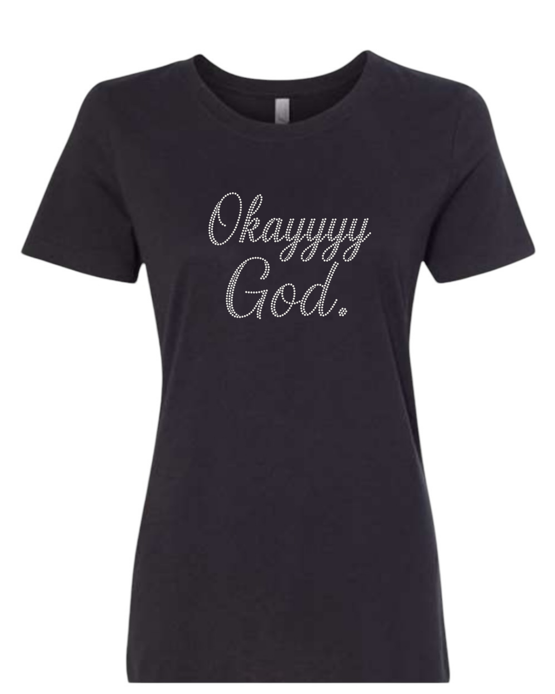 Silver Okay God Rhinestone T-Shirt