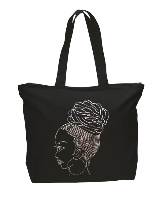 Sista Bun Rhinestone Tote Bag