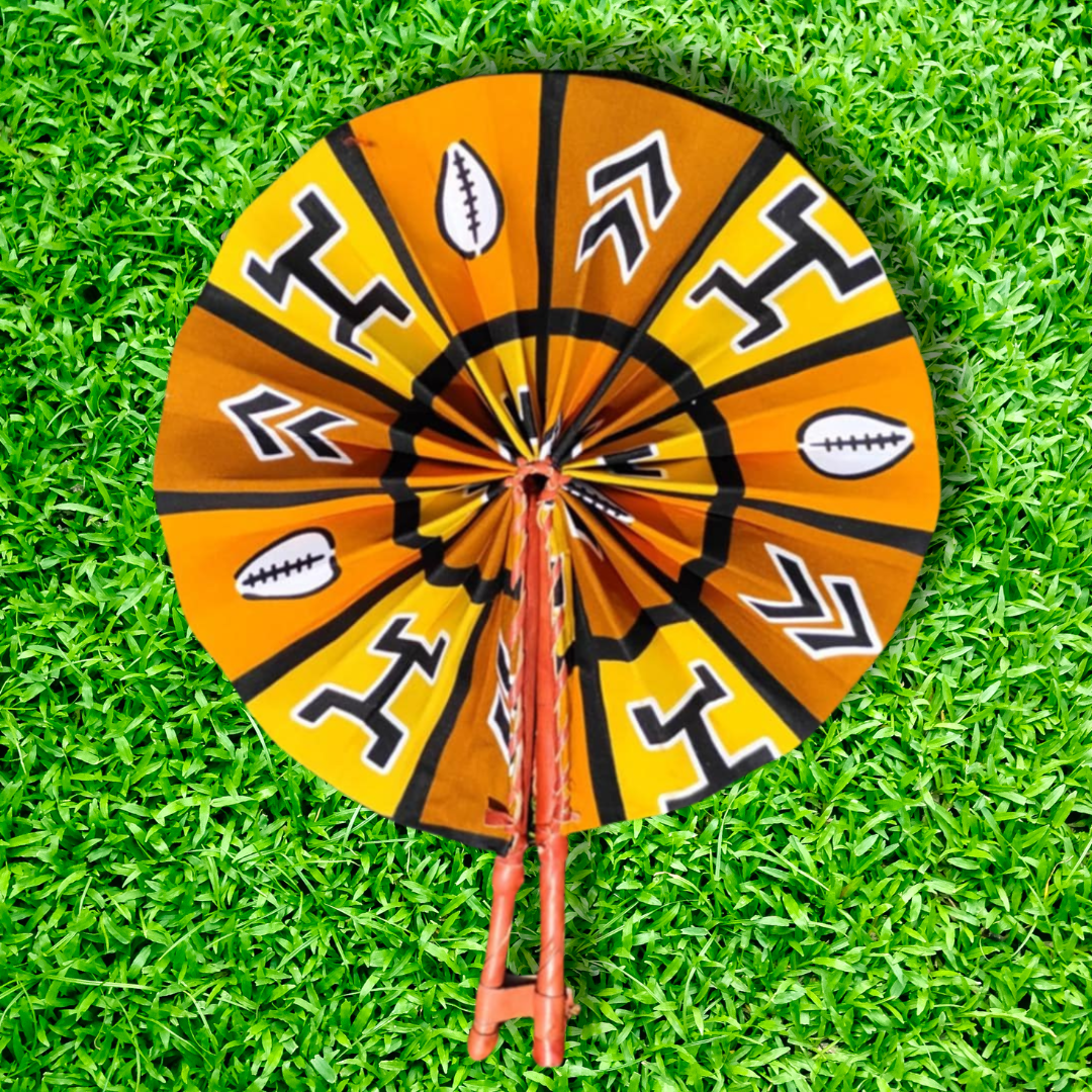 Mudcloth Foldable Ghanaian Ankara Leather Fan