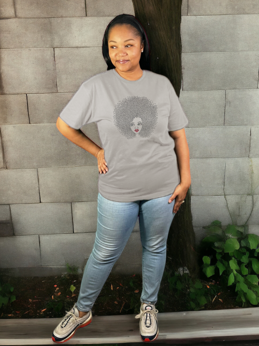 Afro Queen Rhinestone T-Shirt