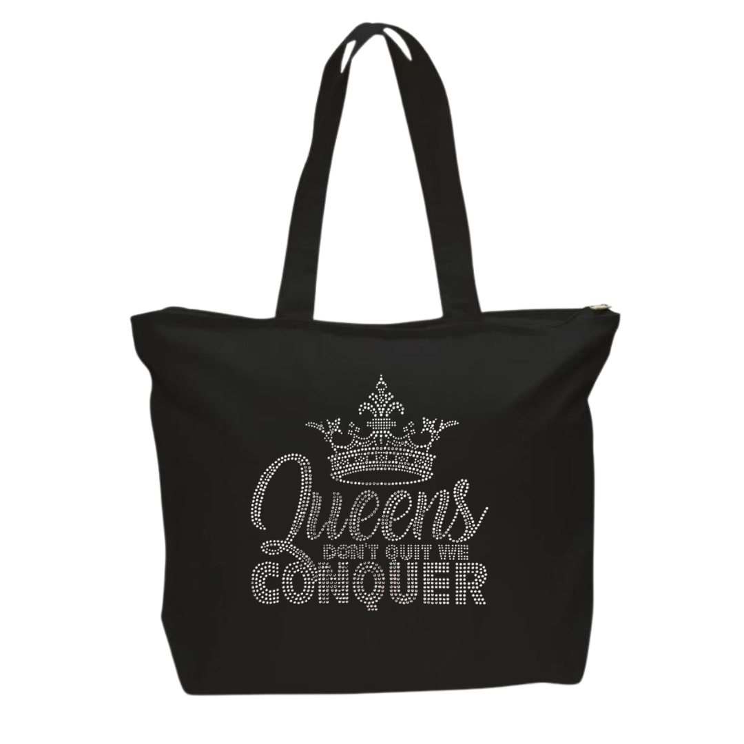 Queens Don’t Quit Rhinestone Tote Bag