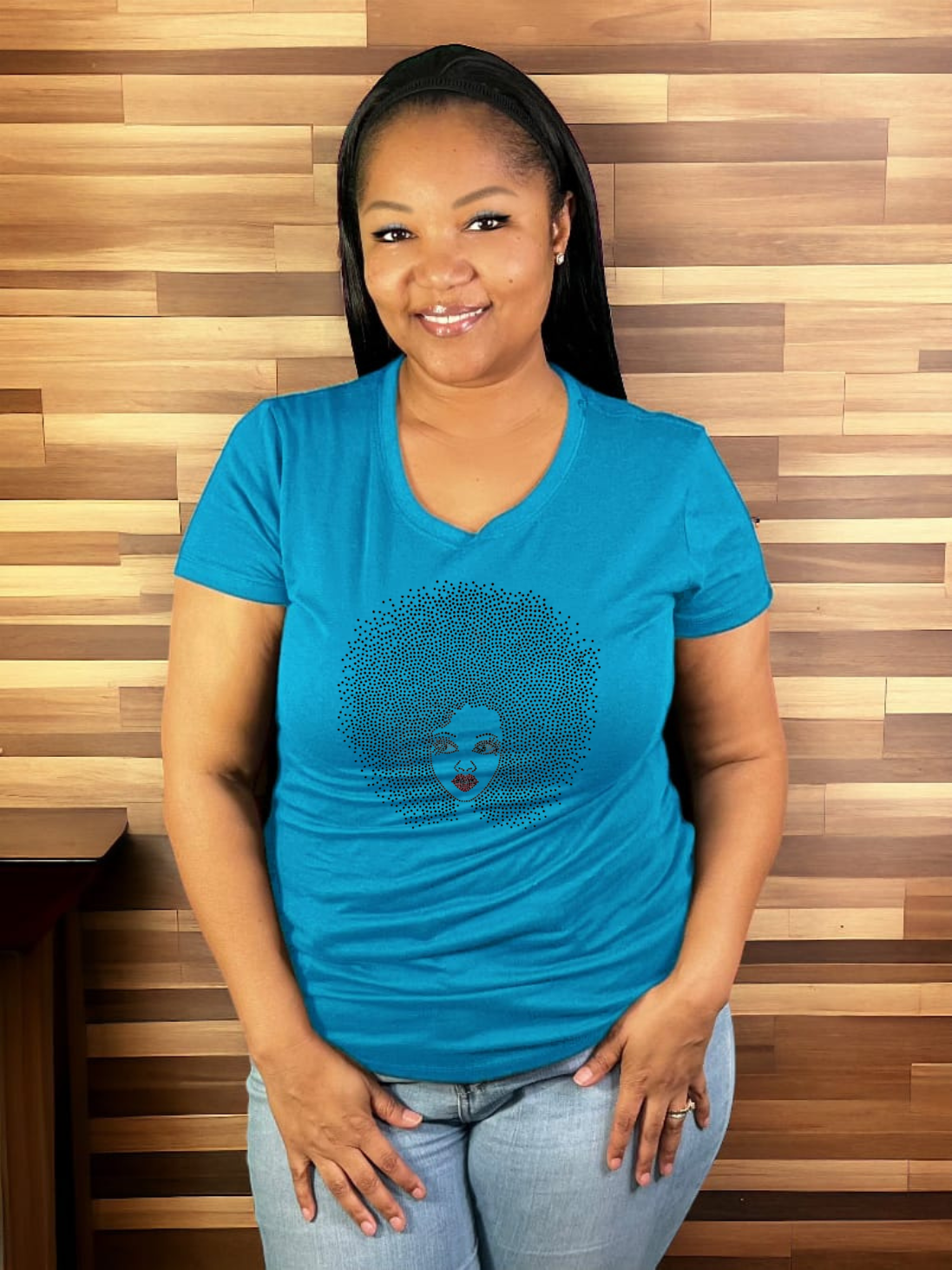 Afro Queen Rhinestone T-Shirt