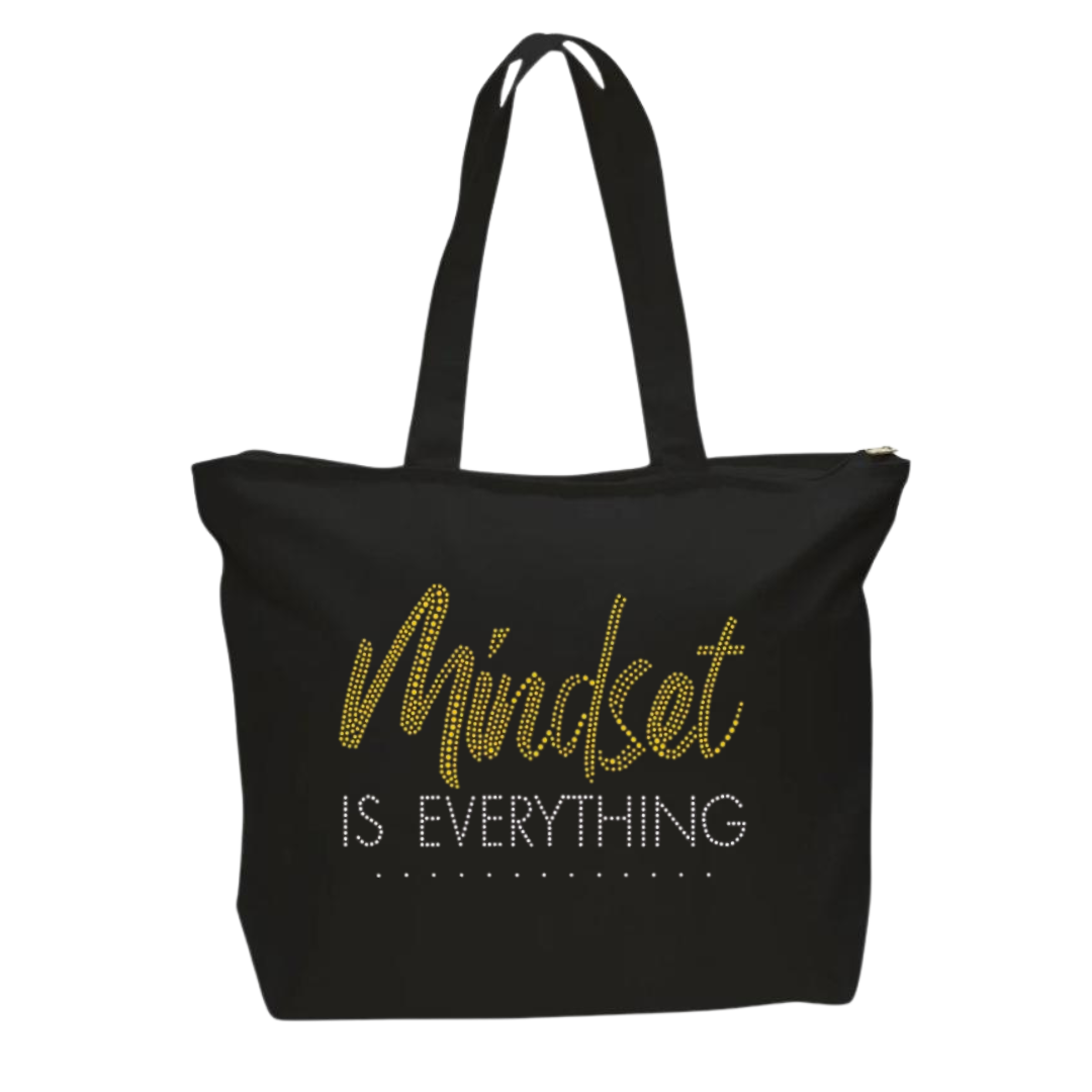Mindset is Everything Rhinestone Tote Bag