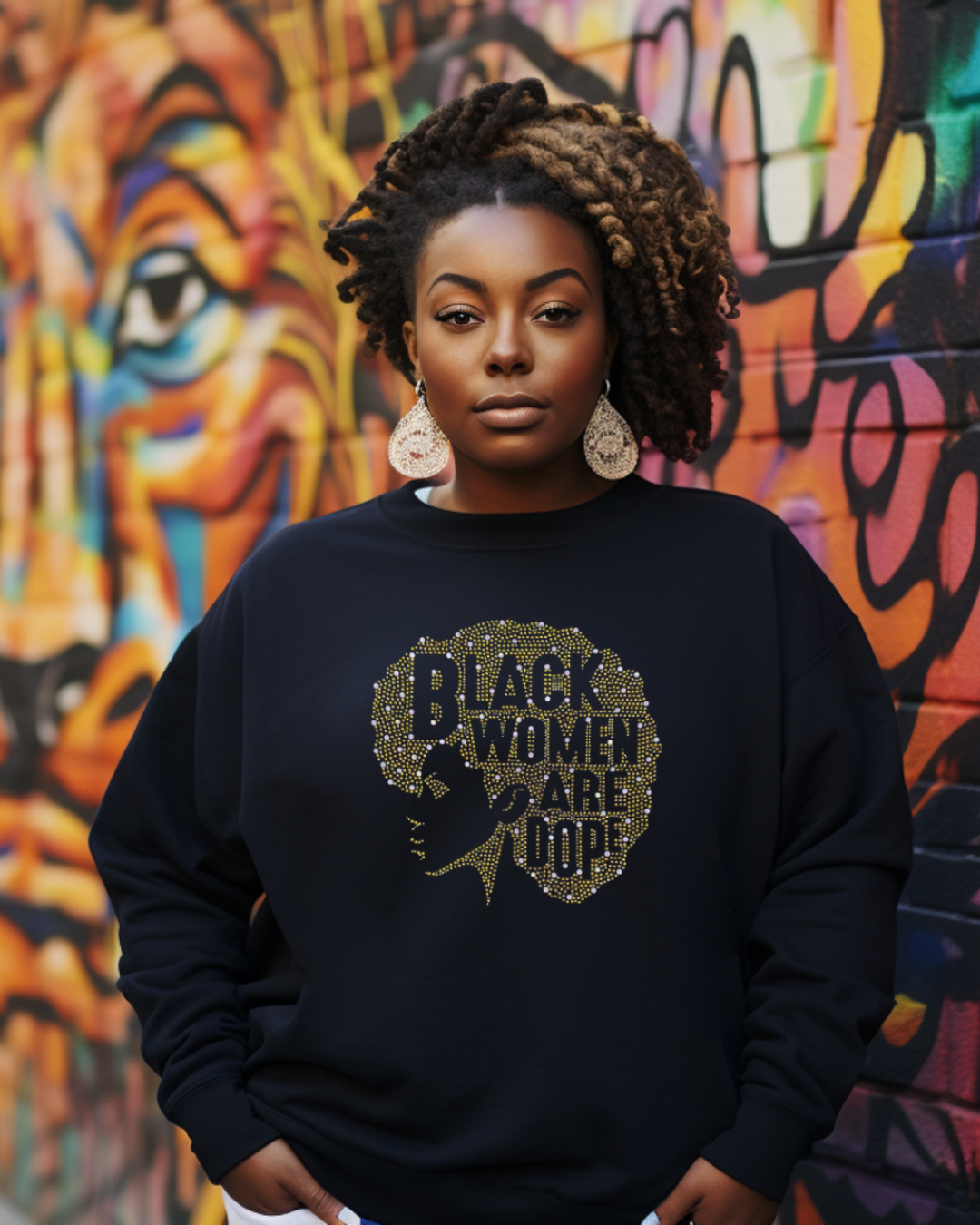 Black Women Are Dope Gold Rhinestone Sweatshirt