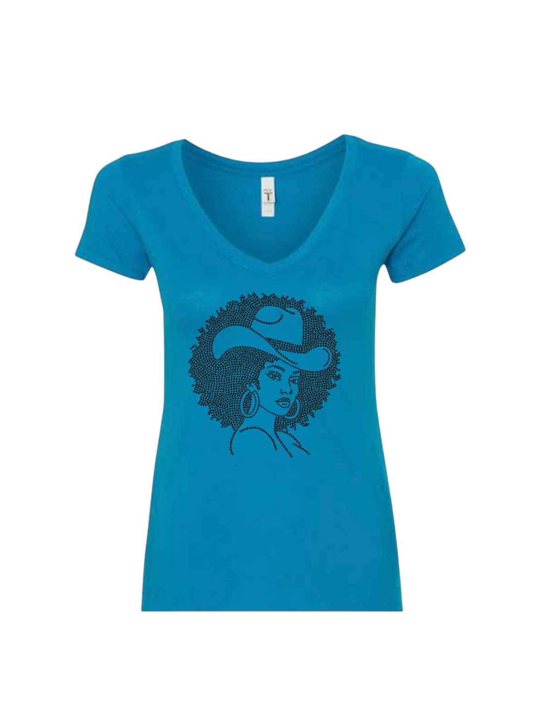 Afro Queen Colorful Cowgirl Rhinestone T-Shirt