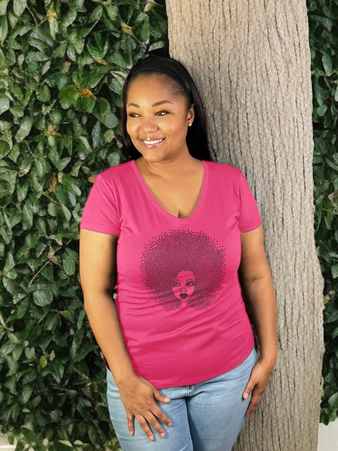 Afro Queen Rhinestone T-Shirt
