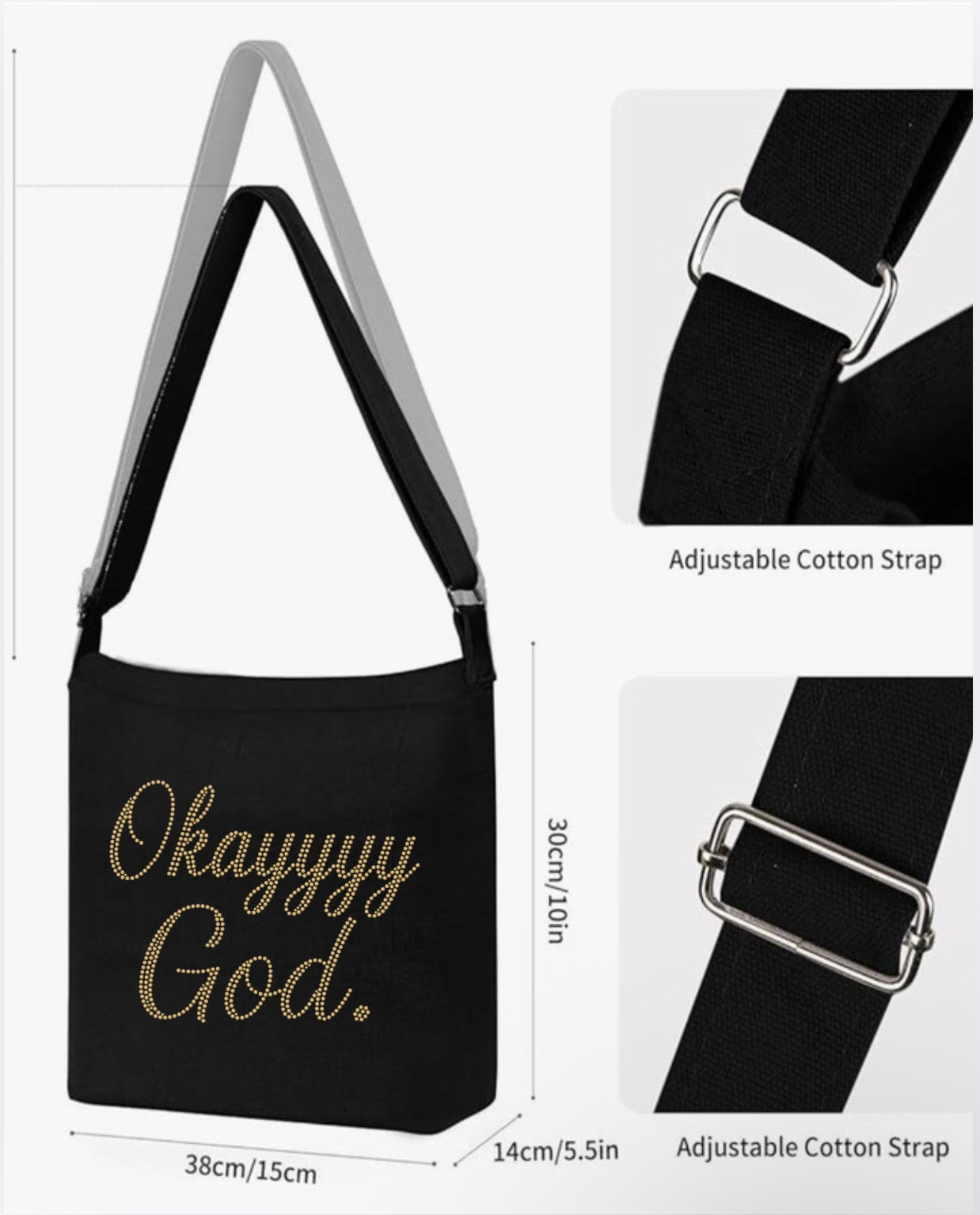 Okay God Rhinestone T-shirt and Tote Bag