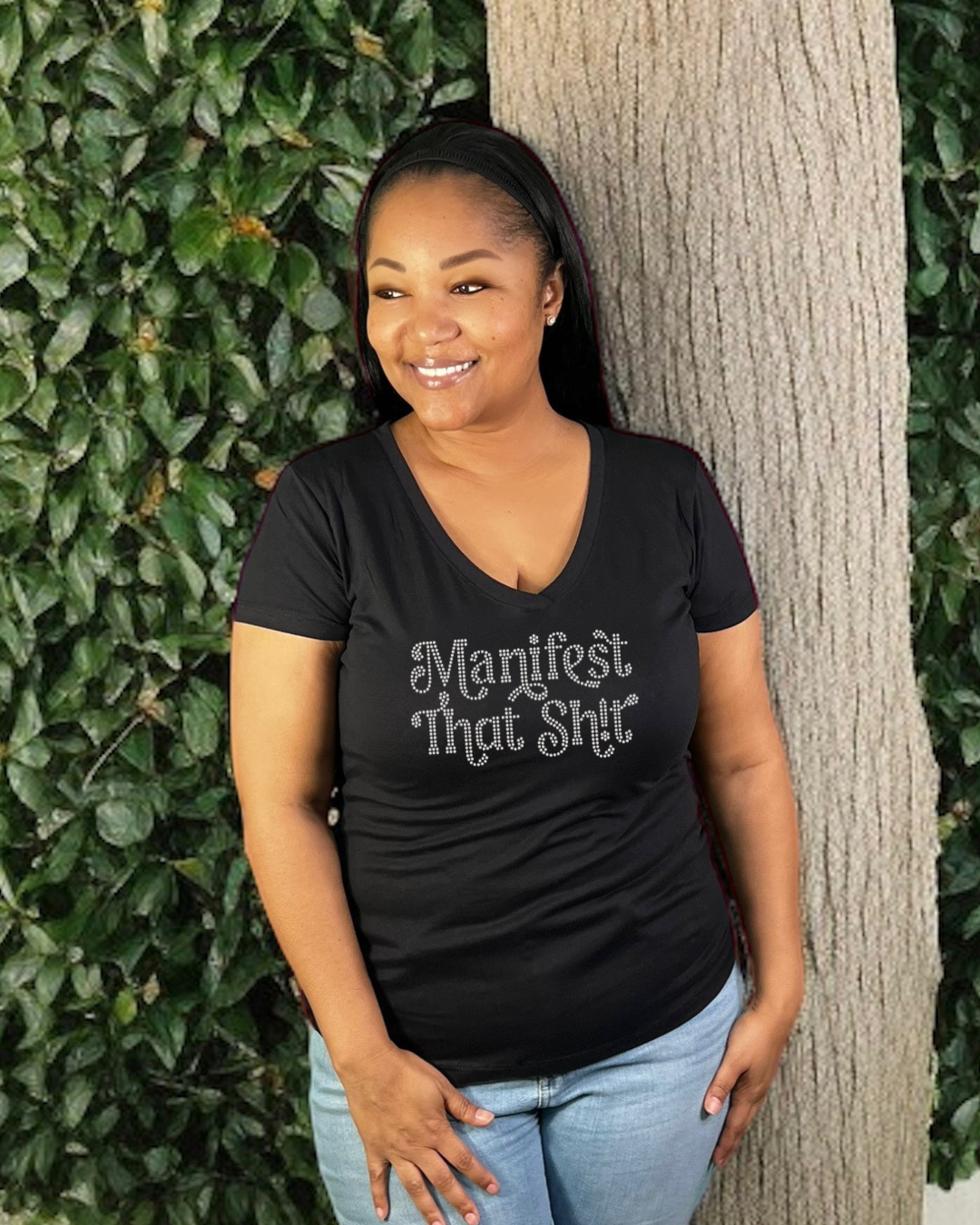 Manifest That Shit Rhinestone T-Shirt