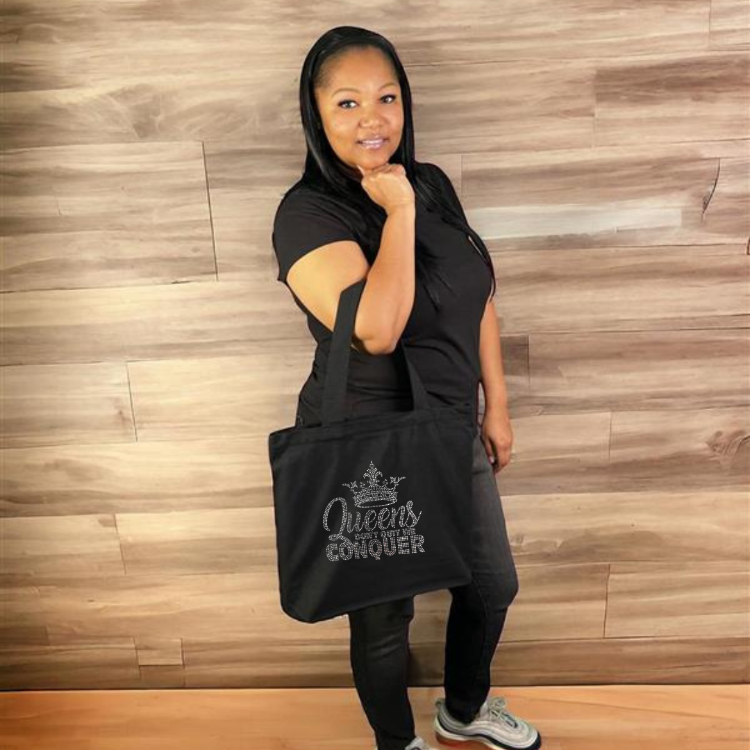 Queens Don’t Quit Rhinestone Tote Bag