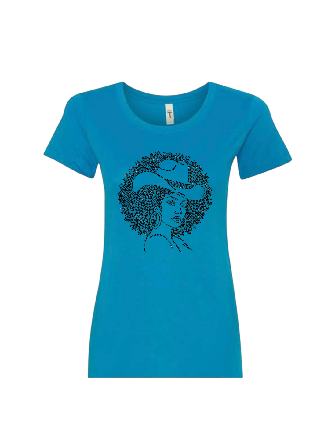 Afro Queen Colorful Cowgirl Rhinestone T-Shirt