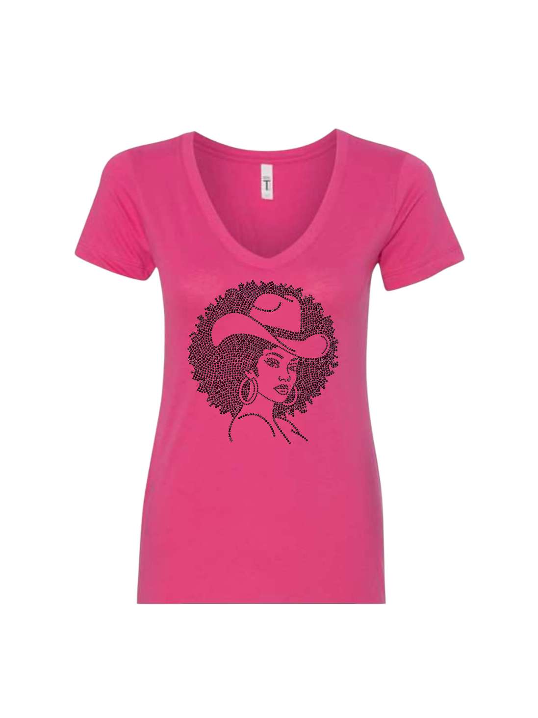 Afro Queen Colorful Cowgirl Rhinestone T-Shirt