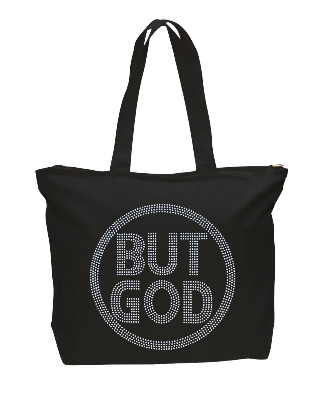 Silver But God Rhinestone Tote Bag