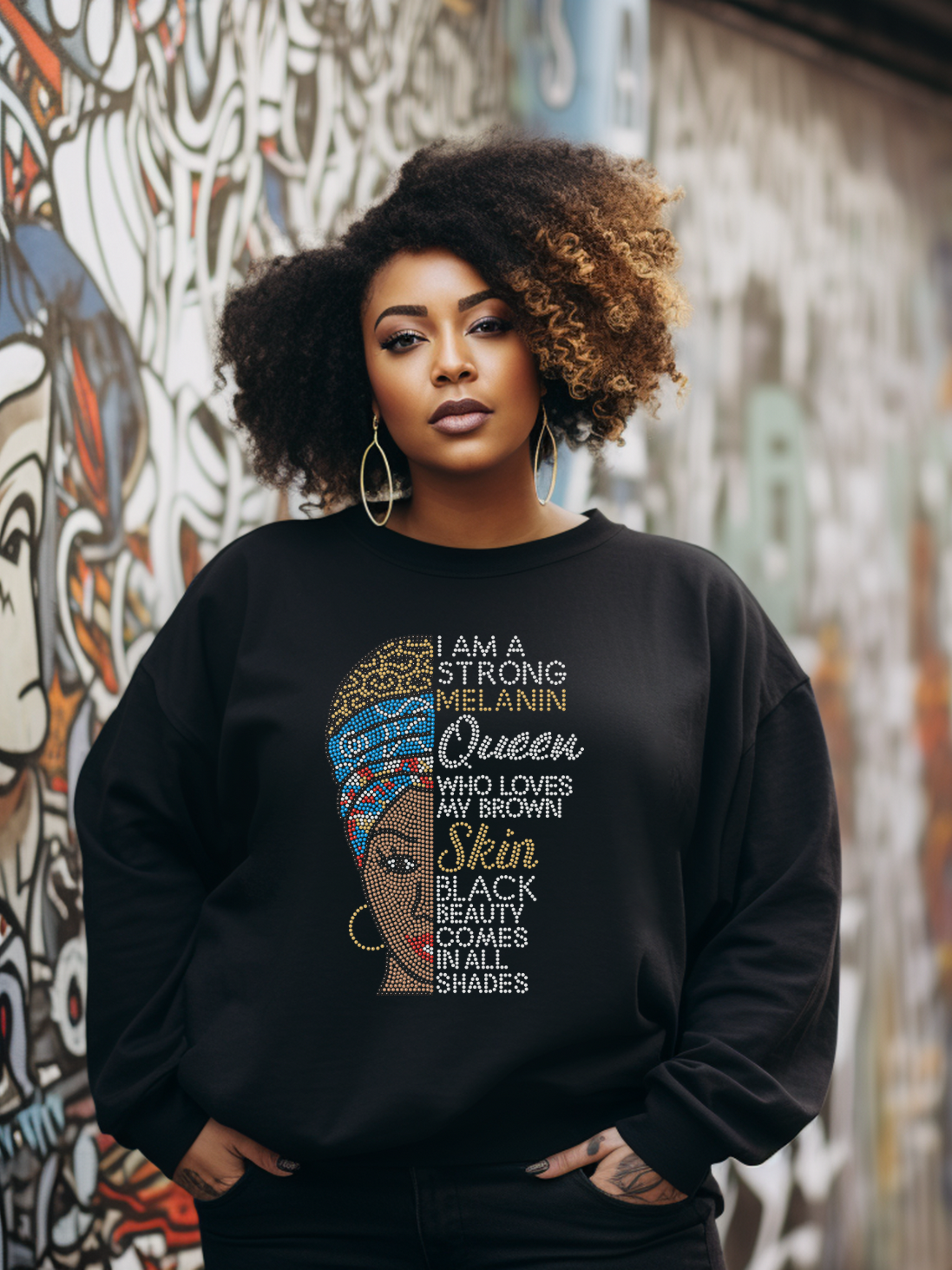 I Am Queen Brown Tone Rhinestone T-Shirt and Sweatshirt
