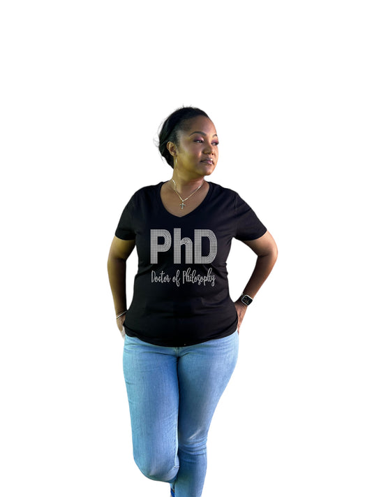 PhD Doctor of Philosophy Rhinestone T-shirt