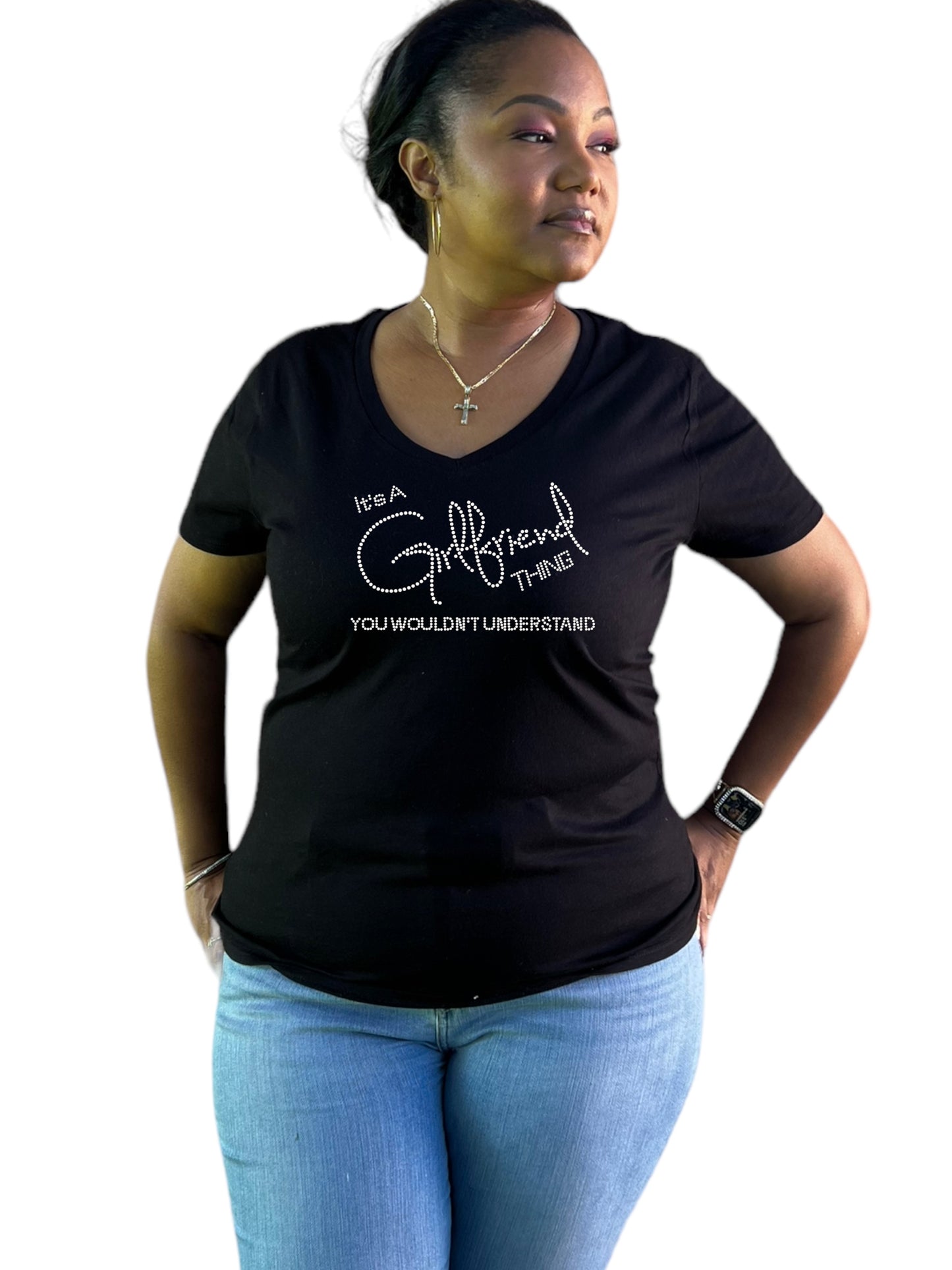 It’s A Girlfriend Thing Women's Fitted Rhinestone T-shirt