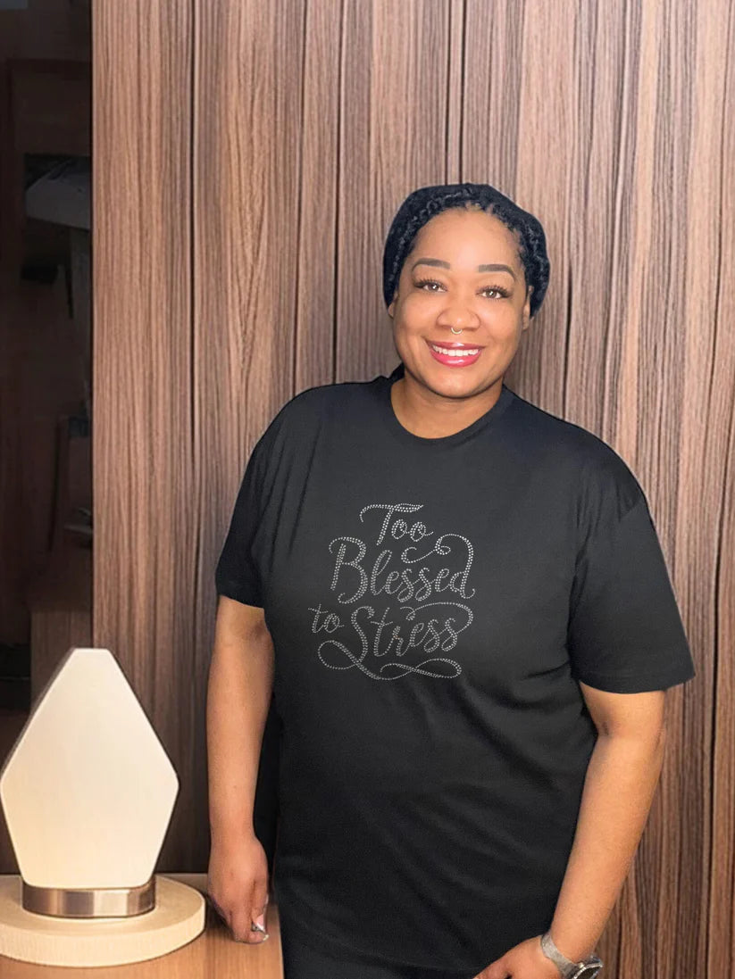 Too Blessed Rhinestone T-Shirt