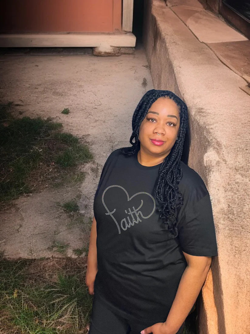 Faith Heart Rhinestone T-Shirt