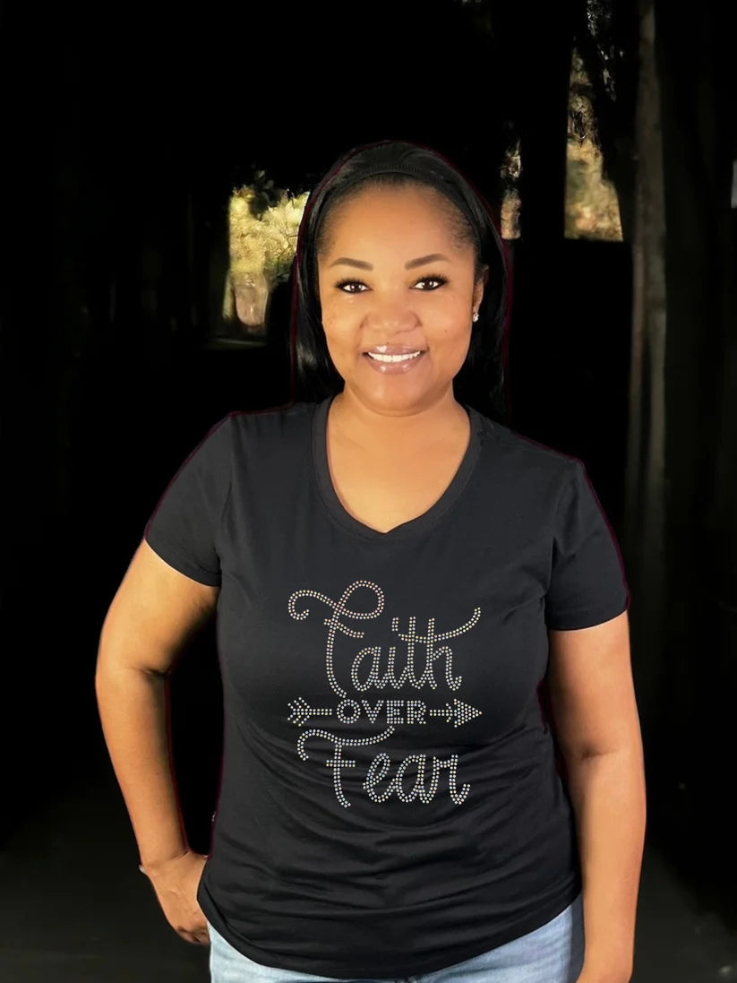 Faith Over Fear Rhinestone T-Shirt