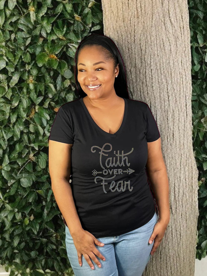 Faith Over Fear Rhinestone T-Shirt