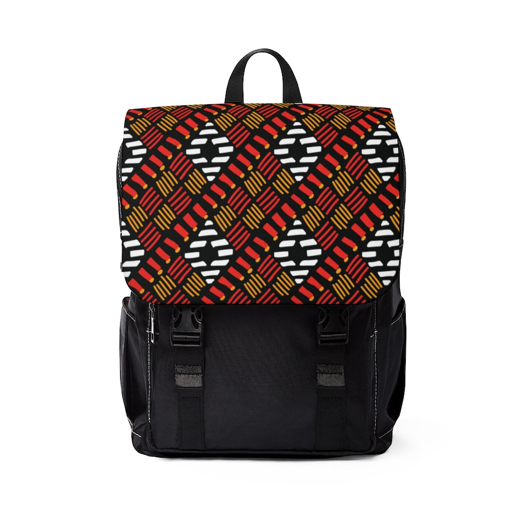 White Diamond Pattern Backpack