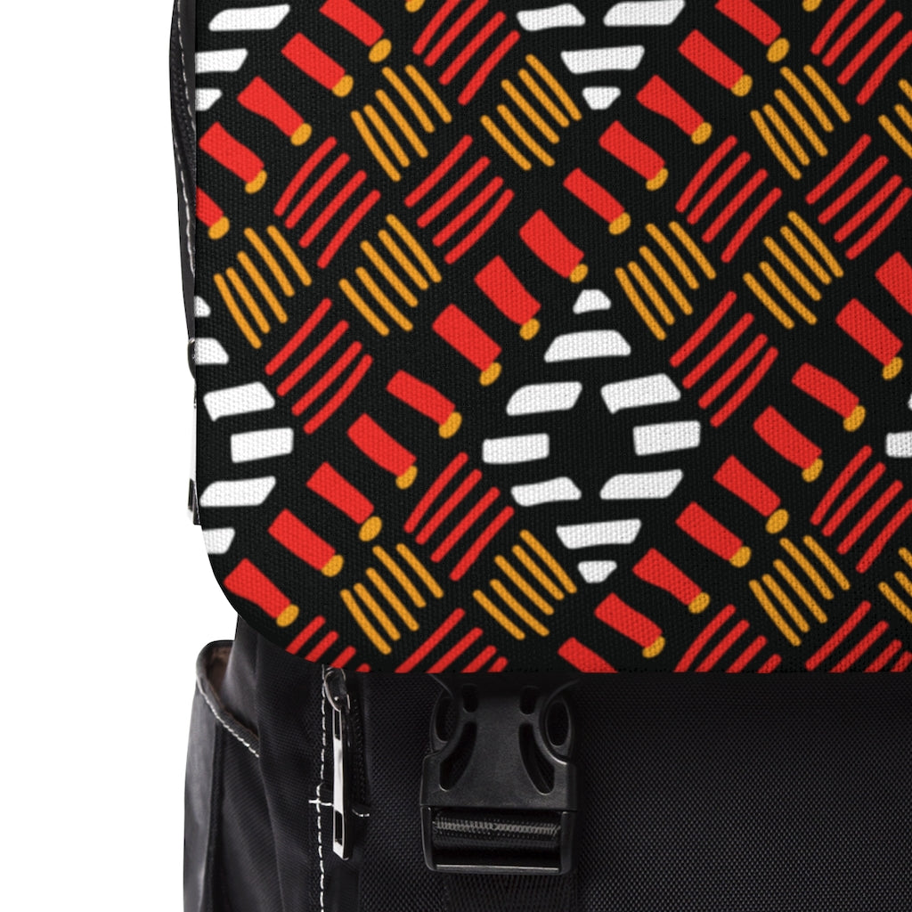 White Diamond Pattern Backpack