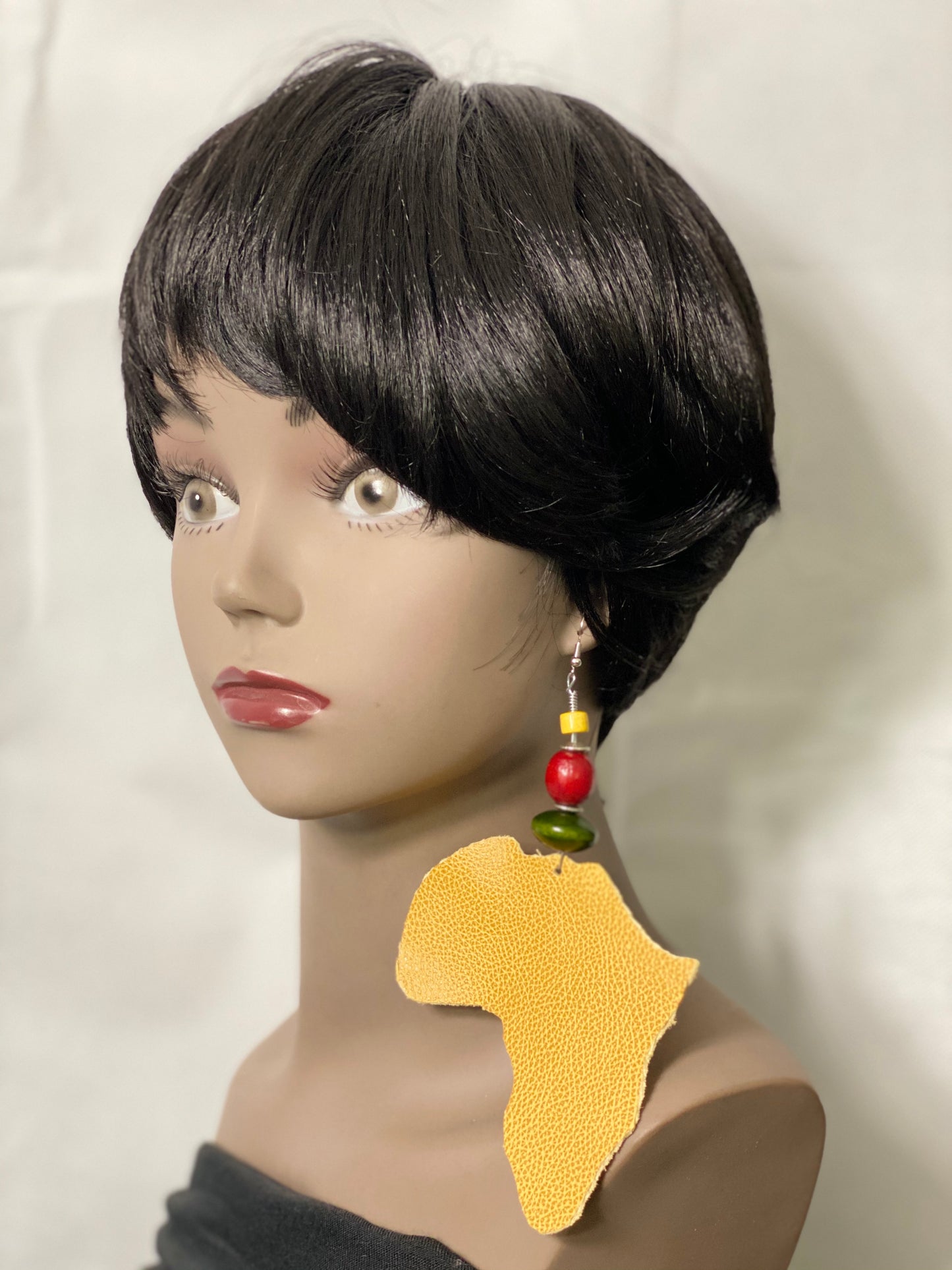 Africa Shaped Leather Earrings