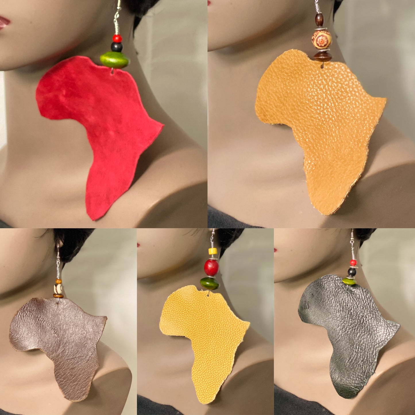 Africa Shaped Leather Earrings