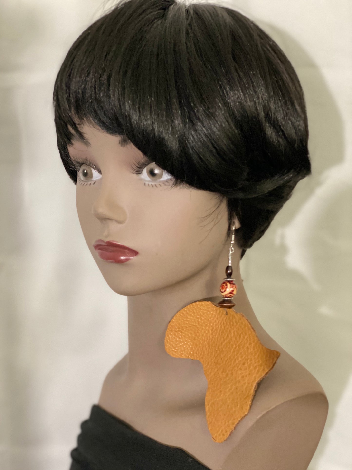 Africa Shaped Leather Earrings