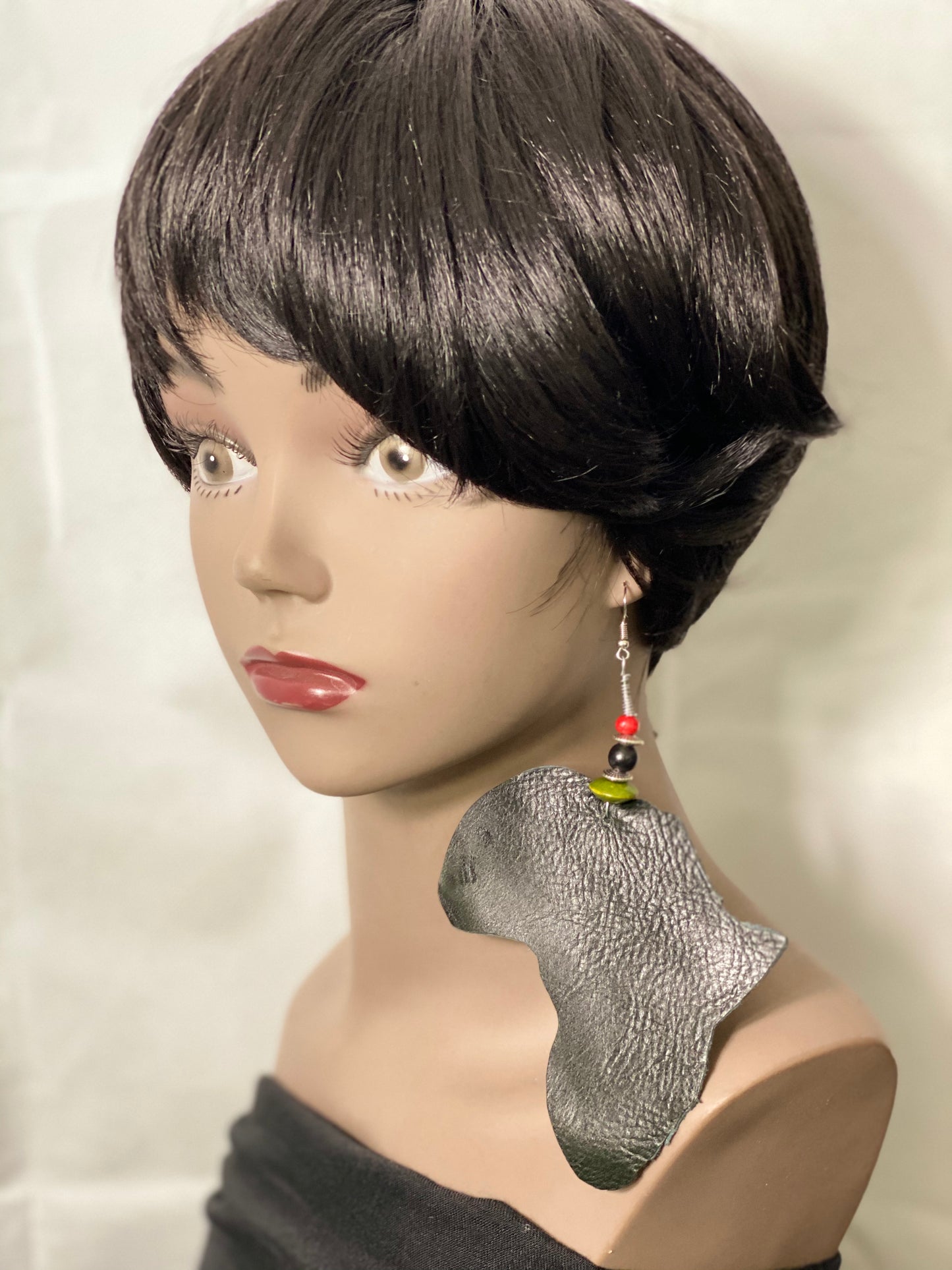Africa Shaped Leather Earrings