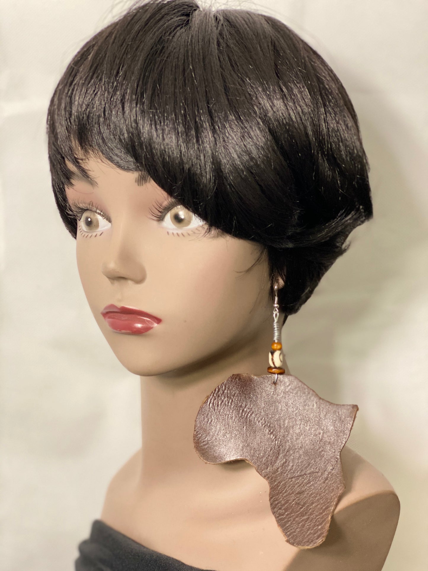 Africa Shaped Leather Earrings