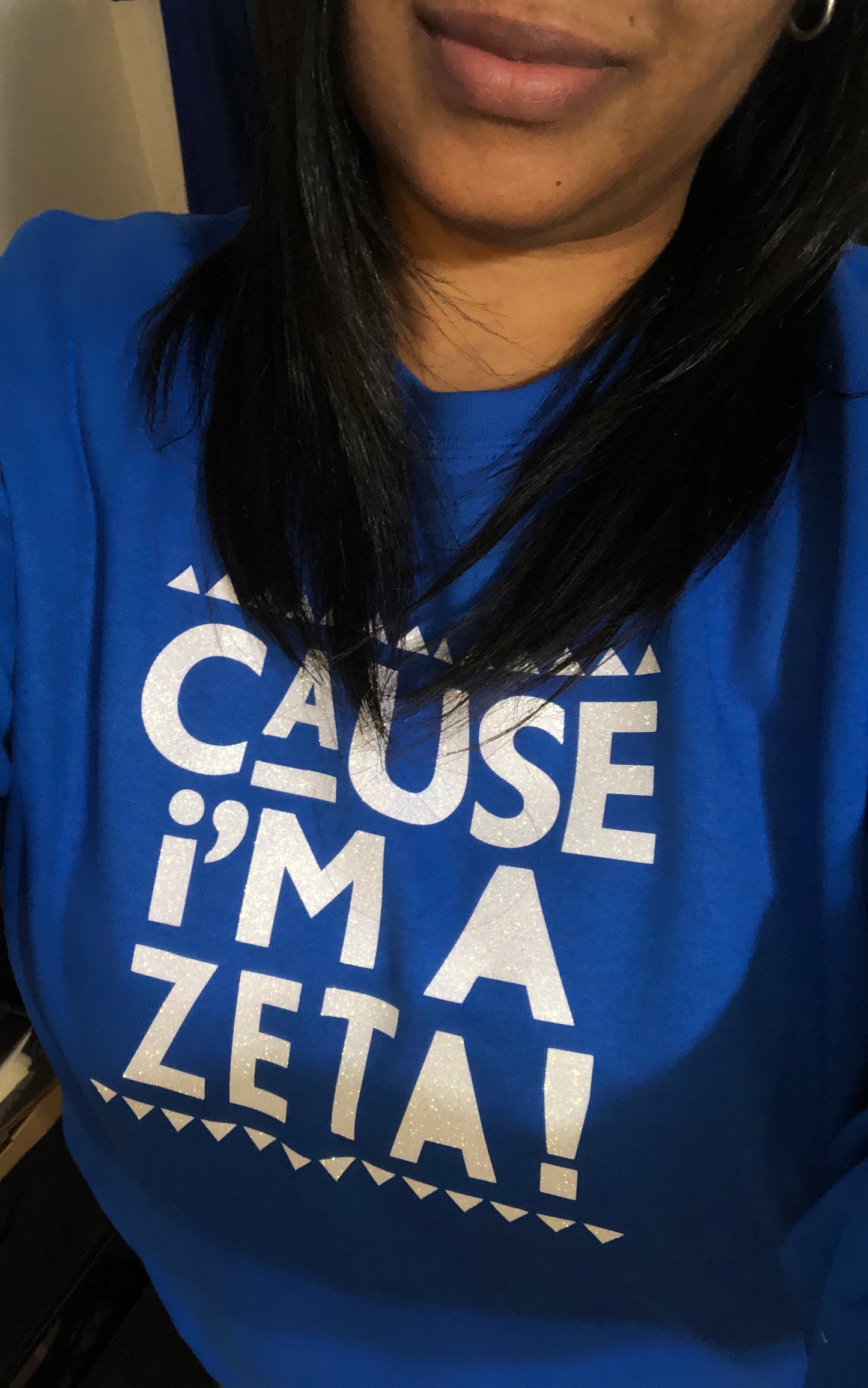 Blue Cause I'm A Zeta Sweatshirt Medium and Large