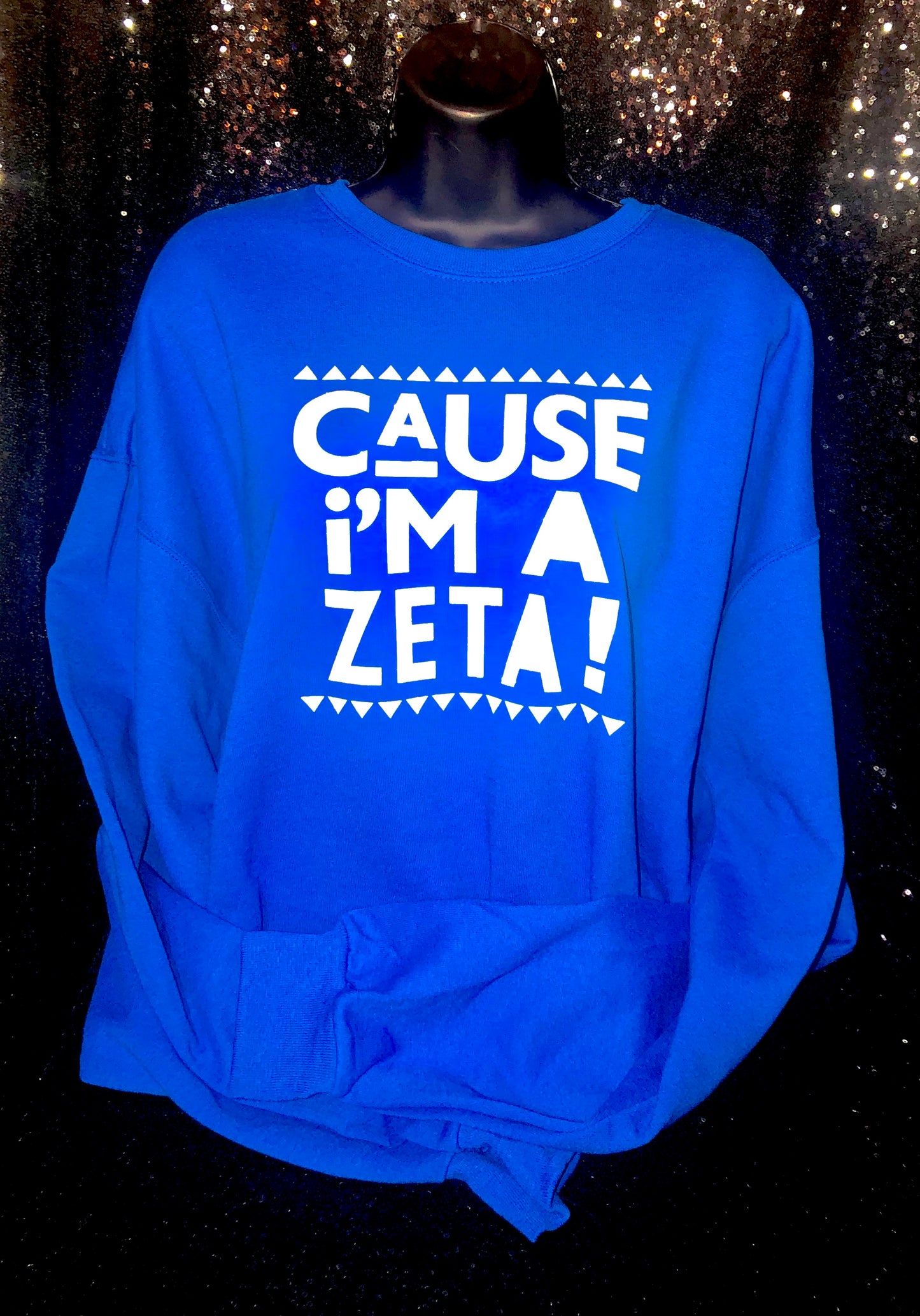 Blue Cause I'm A Zeta Sweatshirt Medium and Large