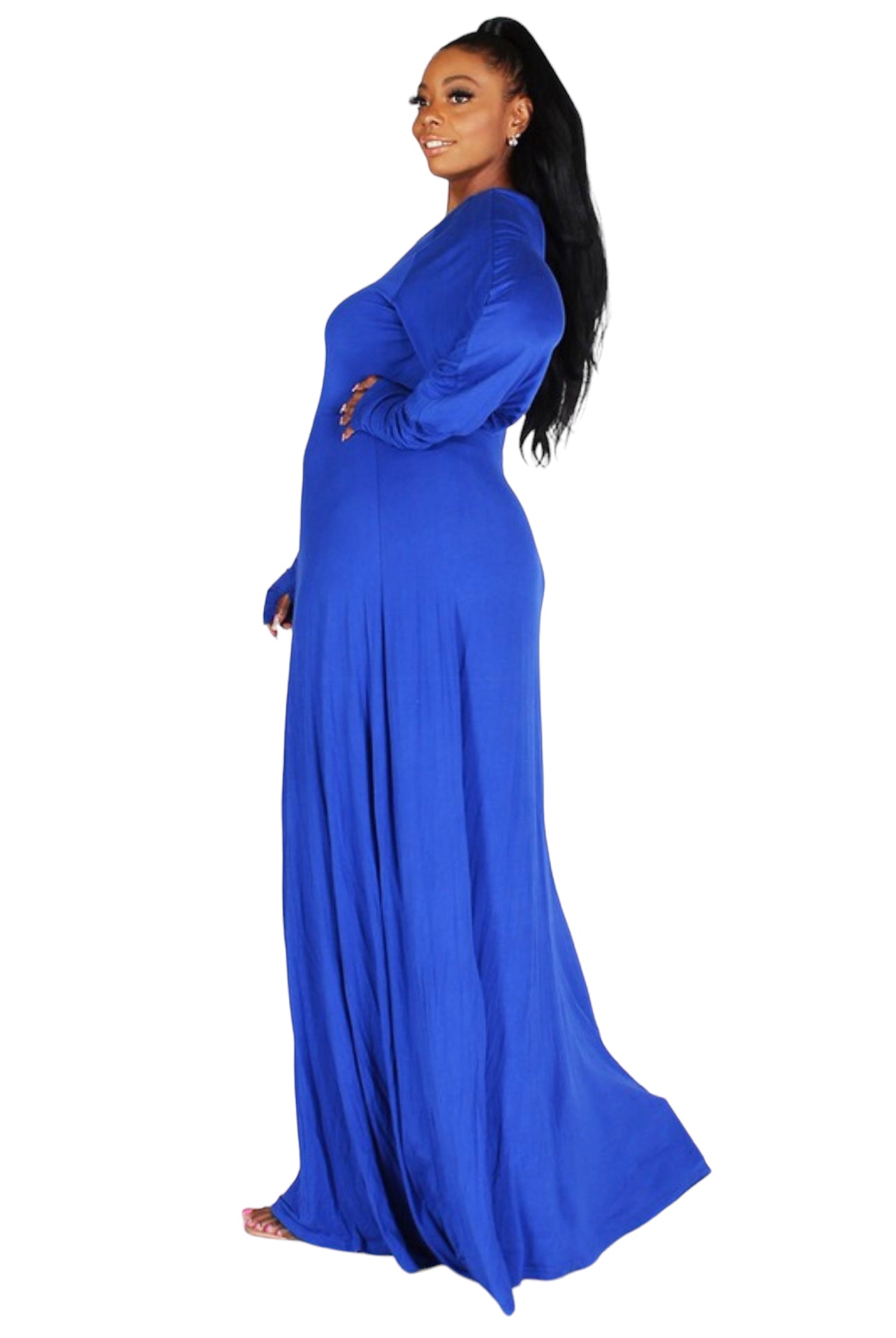 Plus Size The Sophisticated Long Extended Sleeve Maxi Dress